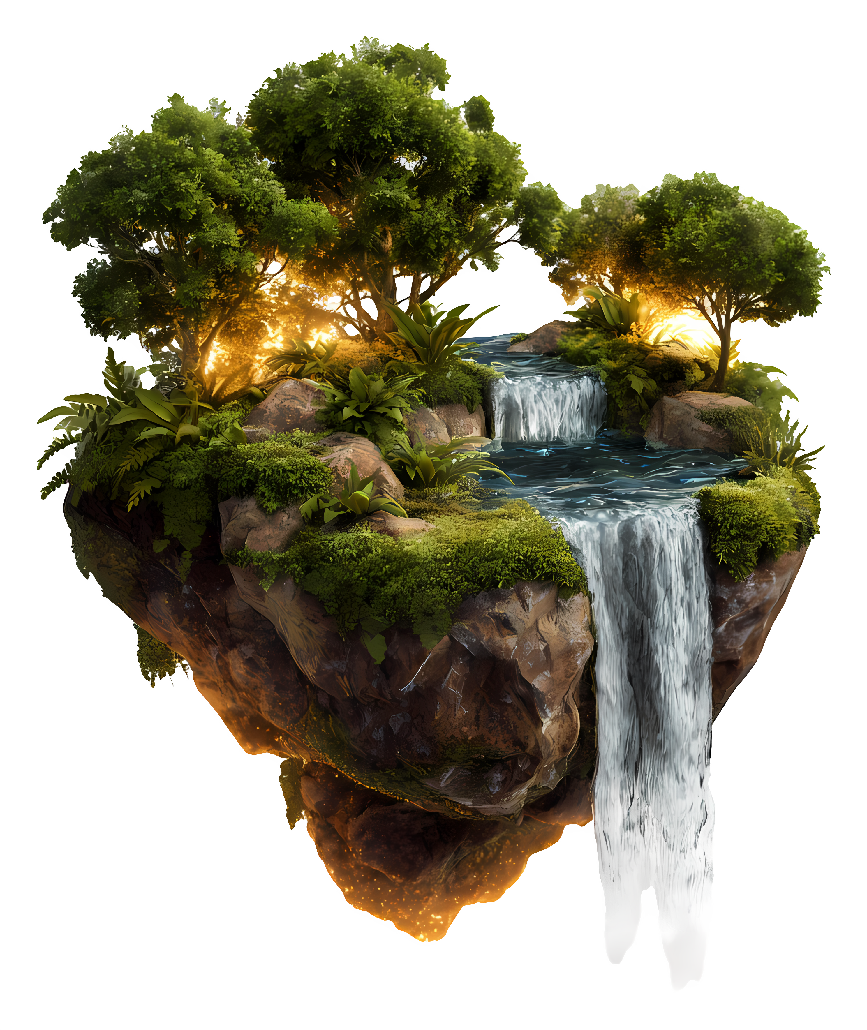 Floating Island with Waterfall